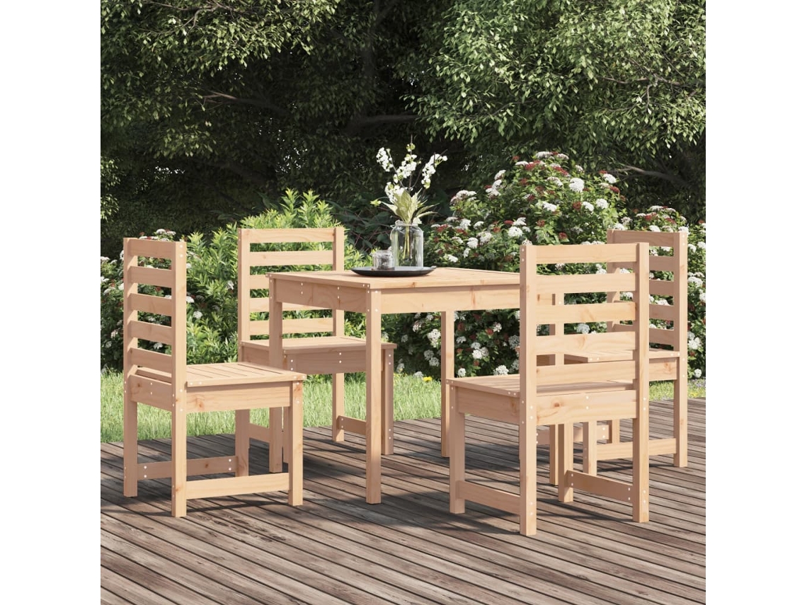 Conjunto 5 Peças Jantar P/ Jardim Madeira De Pinho Maciça Dkd Home Decor