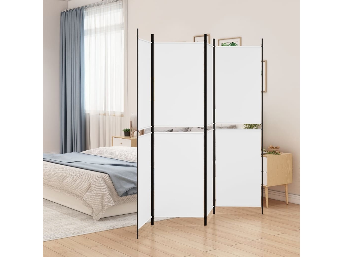 Biombo Divisor | Biombo Separador | Separador De Ambientes De 4 Paneles De Tela Blanco 200x200 Cm