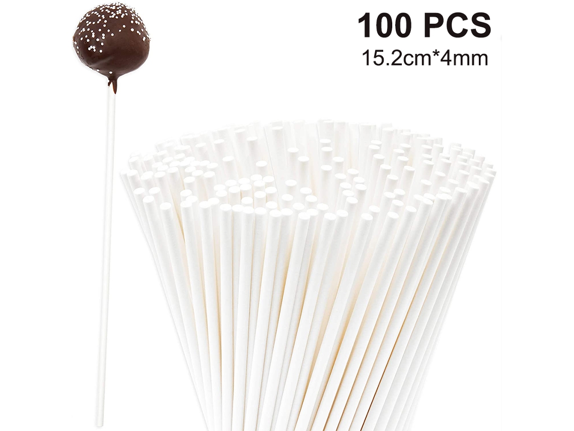 Palitos de Piruleta 100 Unidades, Palitos de Malvavisco, Seguridad Alimentaria, Creativos, Multiusos 152x4mm