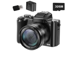 Cámara Digital Szsmart Dc226 Pantalla De 3,2 Pulgadas Hd 8k 88 Mp Zoom 16x Wifi Para Youtube Vlogging (lector De Tarjetas-2 Baterías-32gb-negro)