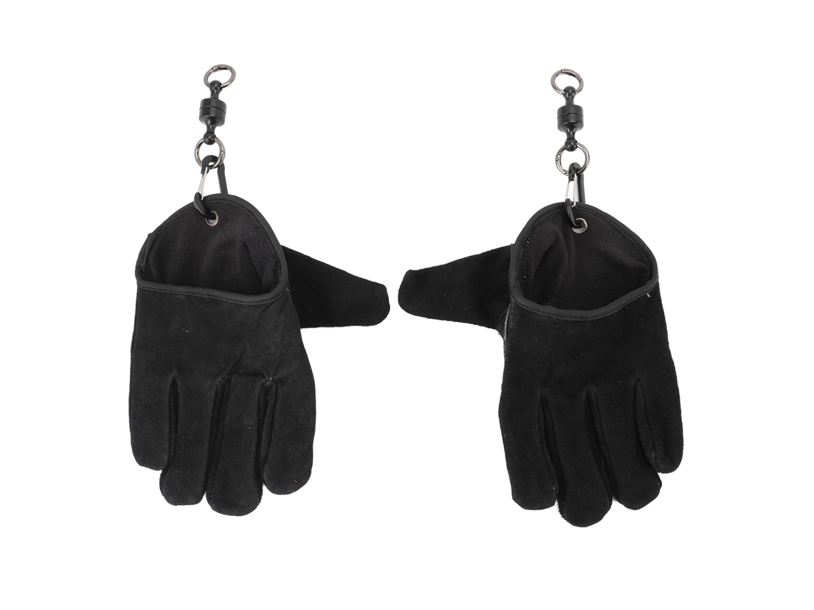 Guantes de barbacoa de cuero resistentes al calor y antiescaldaduras, color negro