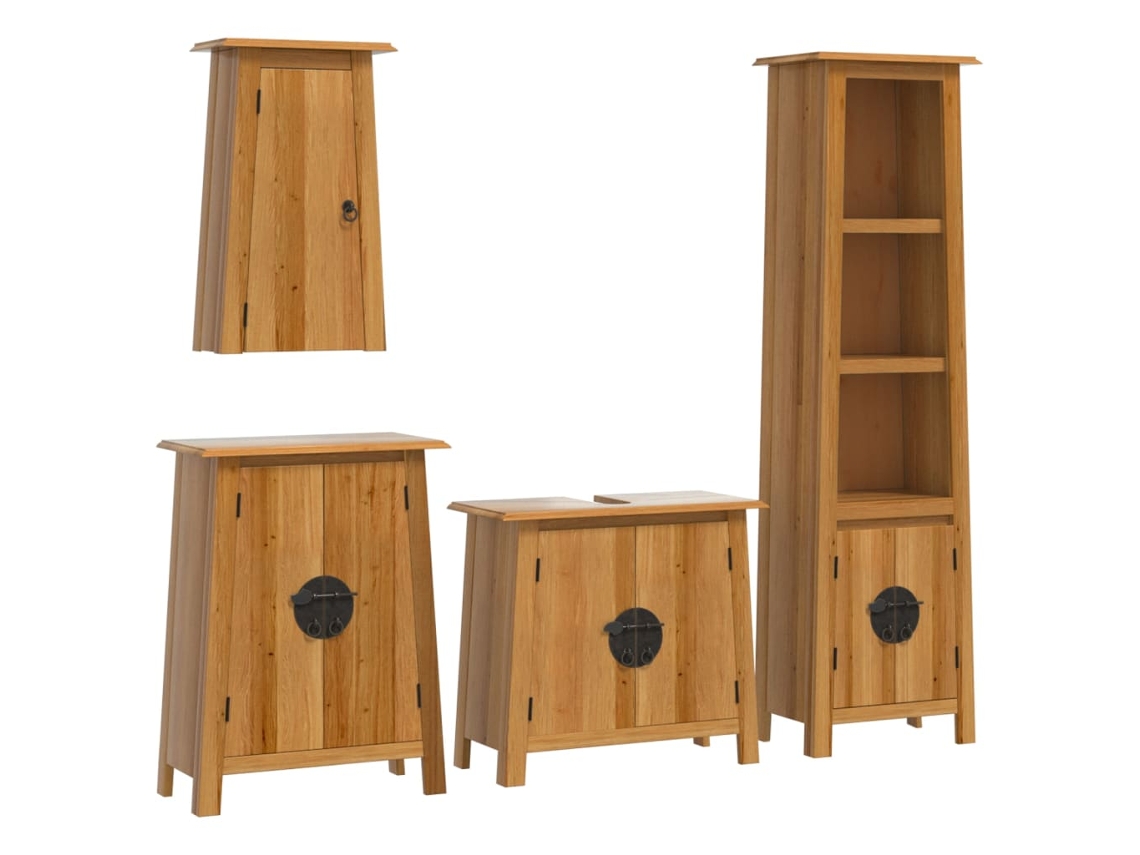 Conjunto de 4 Muebles de Baño en Madera Maciza de Pino EXCLUSIVO MAISON
