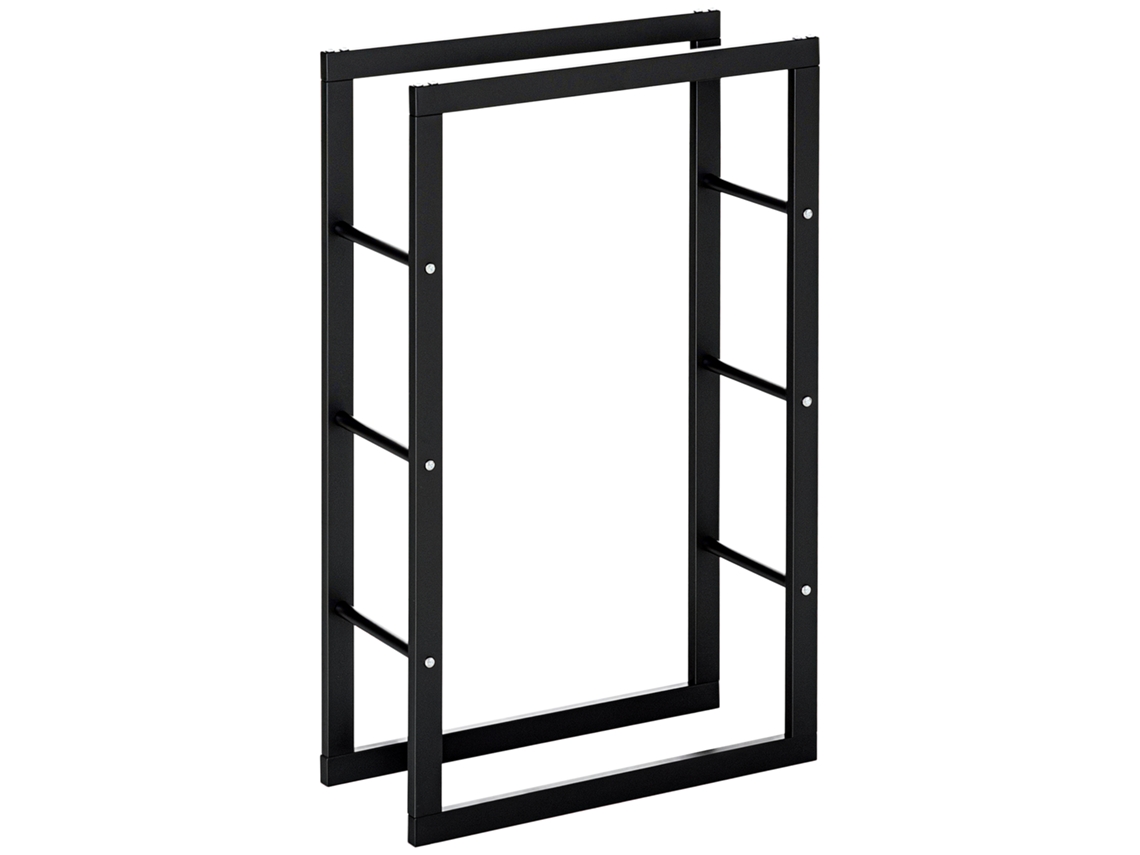 Suporte Para Lenha Em Ferro, Uso Interno E Externo, Com Capacidade De Carga 100 Kg, 60 X 25 X 100 Cm