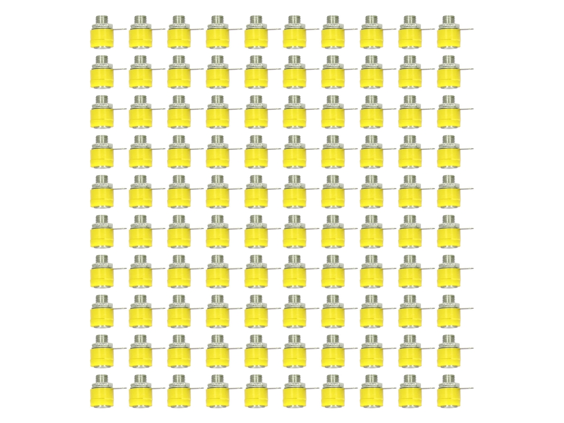 100 Unidades De Conectores Banana De 4 Mm, Terminales De Conexión Eléctrica, Abs, Latón Galvanizado, Color Amarillo.