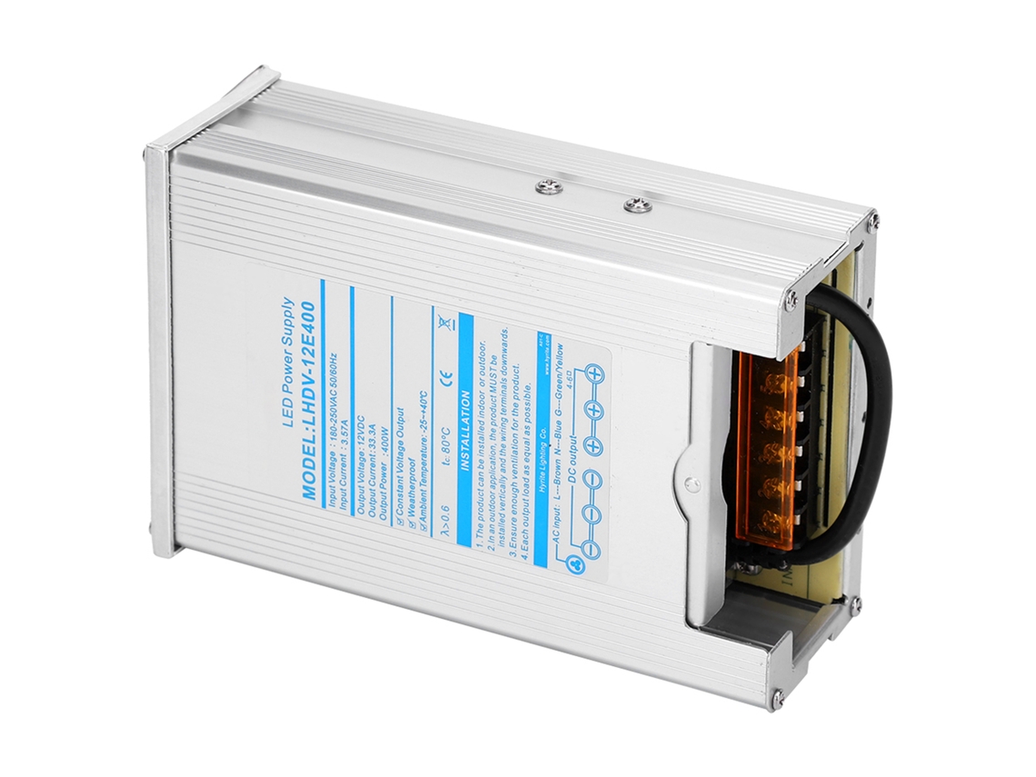 Fuente De Alimentación Conmutada Impermeable Led 400w De Aluminio Para Módulos De Luces Controlador Lhdv-12e400 12v