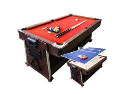 Mesa de Billar 7 Pies Multijuego Rojo Air Hockey + Ping Pong – Stark