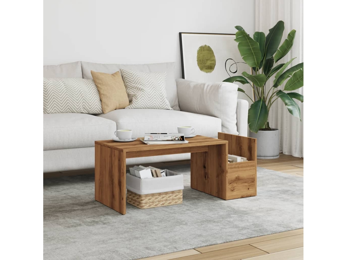 Mesa De Centromesa Auxiliarmesita De Centro Madera Ingeniería Roble Artisian 90x45x35 Cm Wsd51871