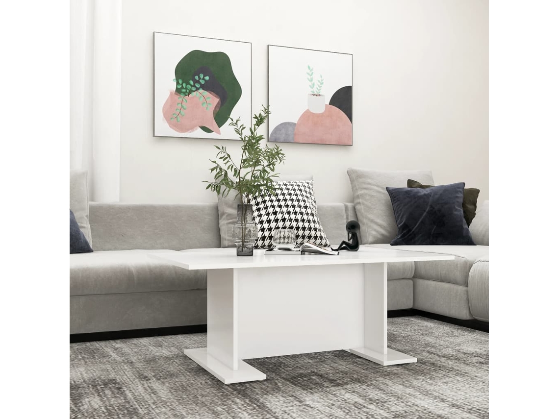 Mesa de Centro Apoyo 103,5X60X40 cm Contrachapado Blanco