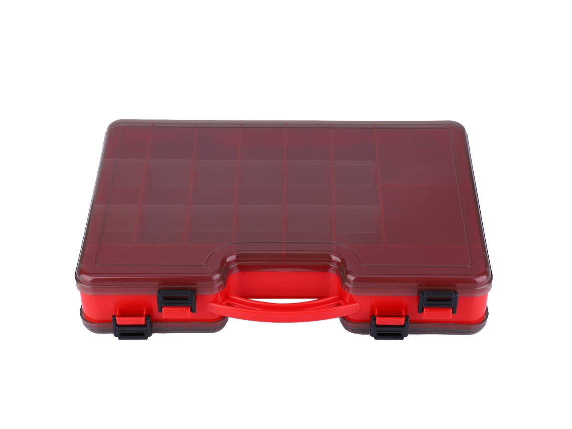 Caja Para Señuelos De Pesca Red Fly Con Compartimentos Ajustables Y Asa De Abs.