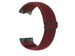 Pulseira Elástica De Nylon Ajustável Para Smartwatch Fitbit Charge 5 - Vermelho Vinho