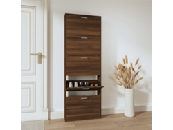 Mueble Zapatero | Armario Zapatero Madera Contrachapada Marrón Roble 59x17x169 Cm