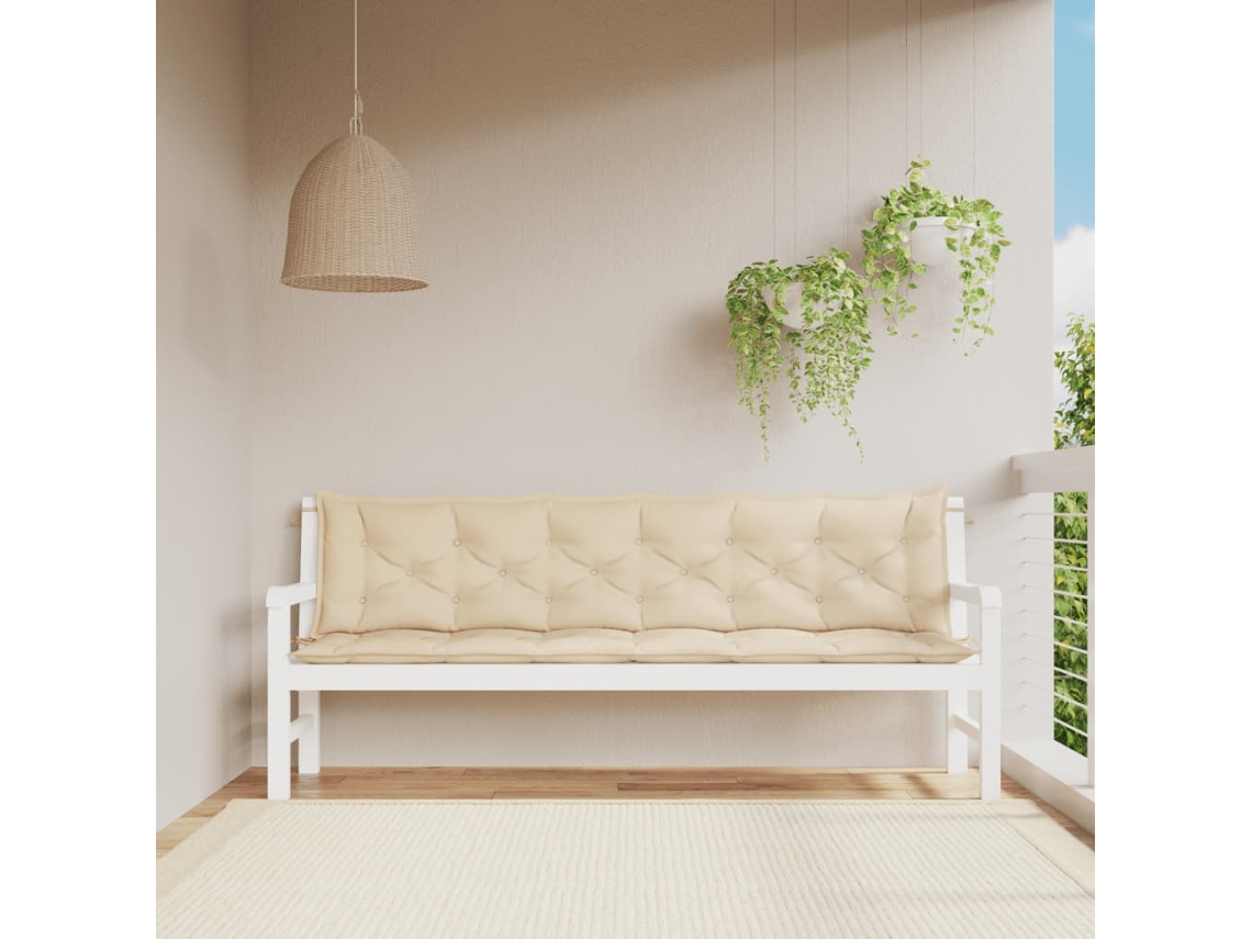 Cojines para banco de jardín, 2 unidades, 200x50x7cm, tela Oxford beige HARLANV1