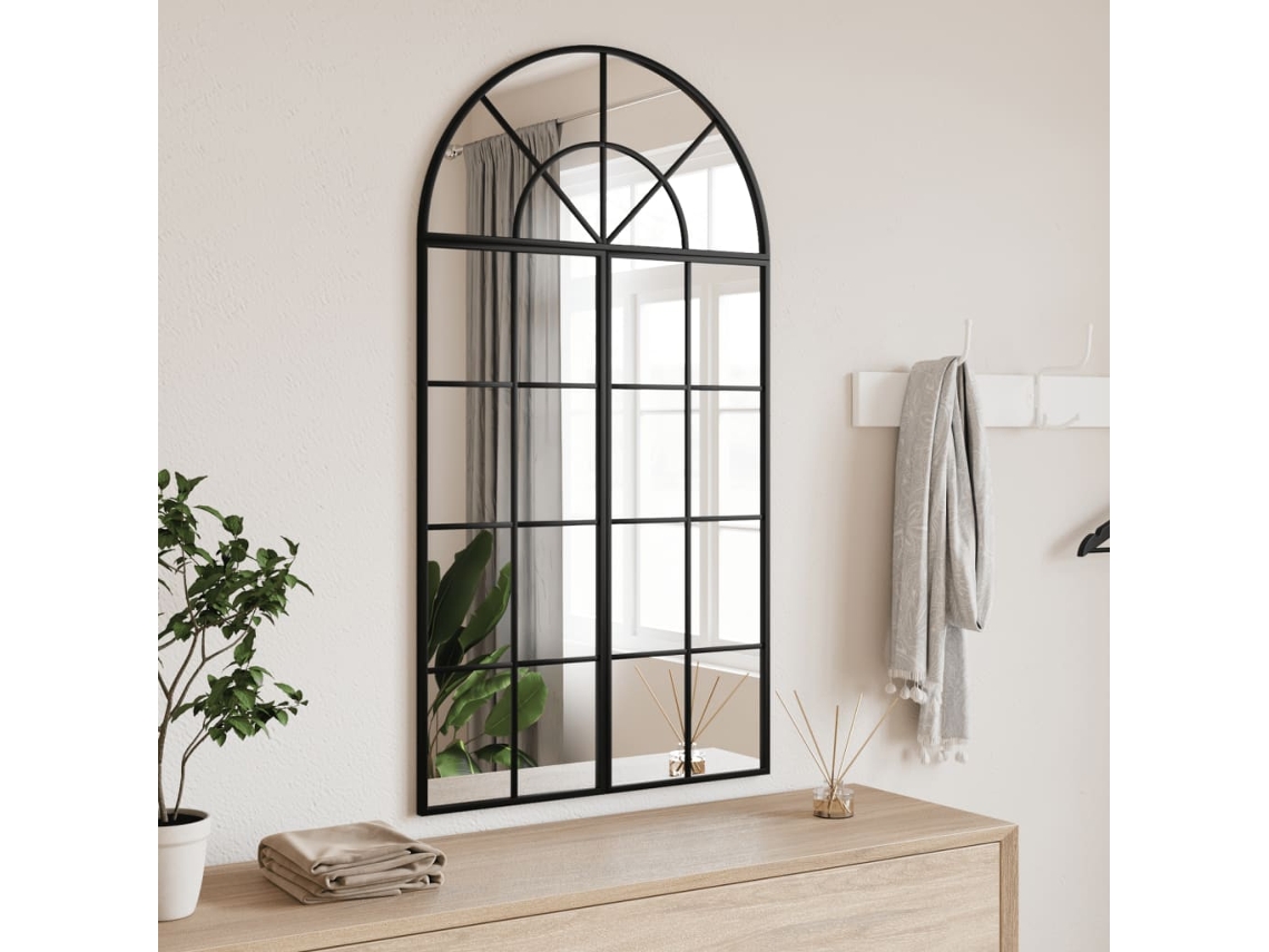 Espejo de pared arqueado de 60x110 cm, hierro negro HARLANV1