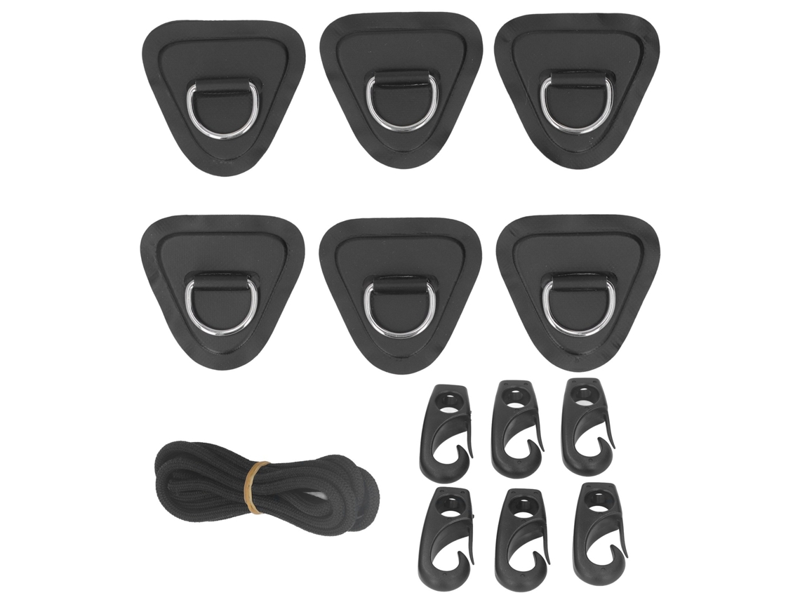 Jinwei-set De 6 Parches Anillos D Con Cuerda Elástica De Pvc Para Barcos Hinchables Kayaks Tablas De Surf Paddle Boards Negro