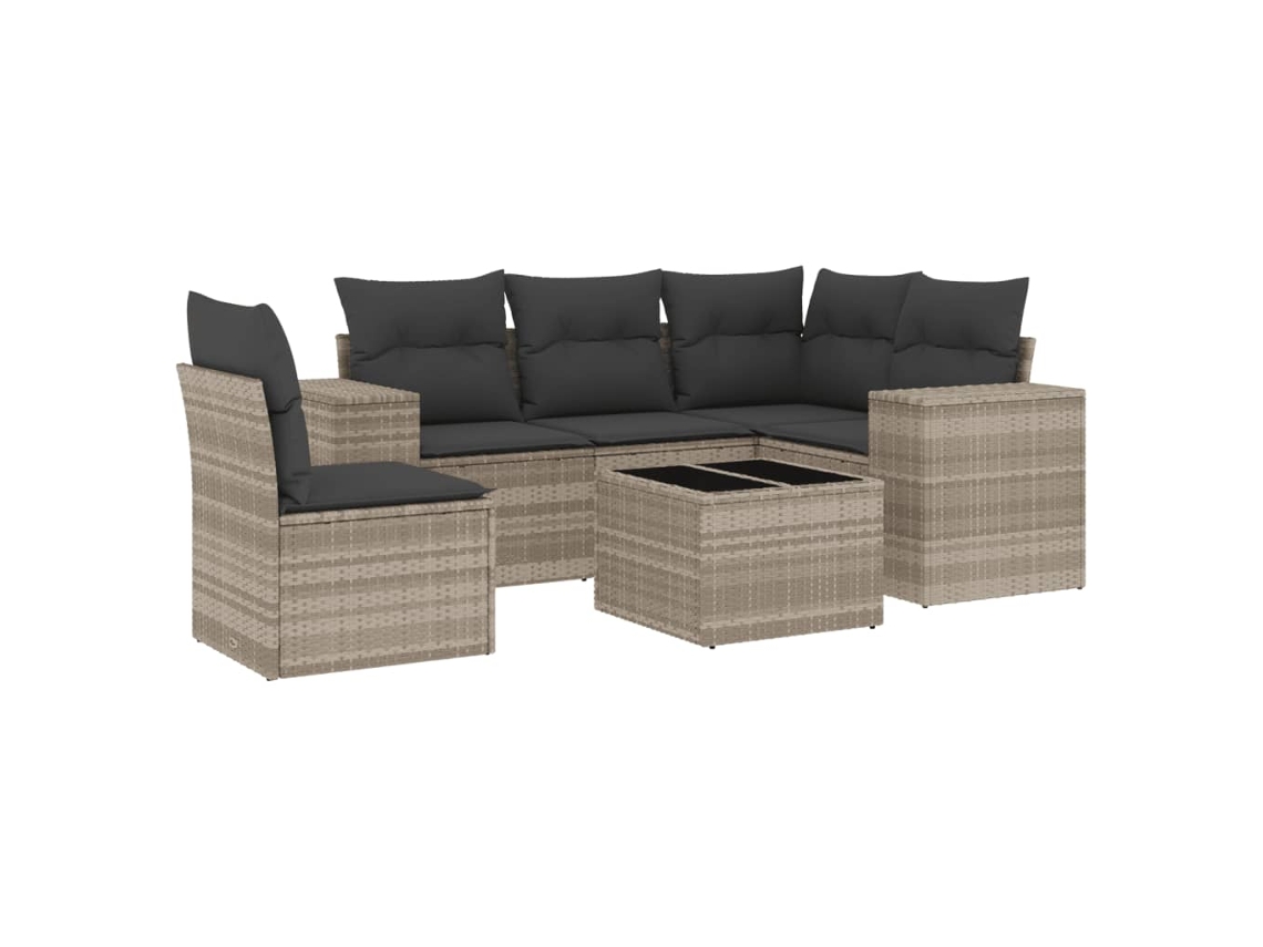 Maison Exclusive - Set De Sofás De Jardín 6 Pzas Y Cojines Ratán Sintético Gris