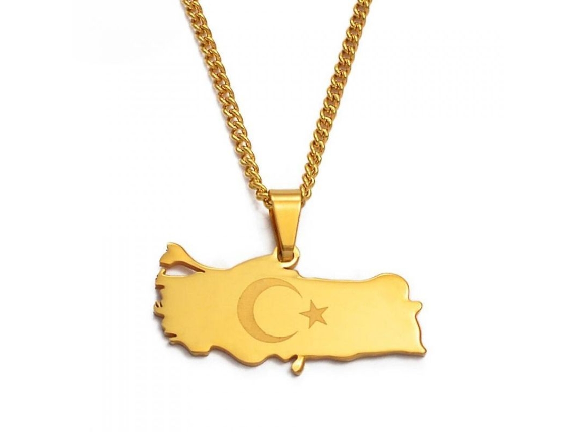 Collar Con Colgante De La Bandera Turca, Oro Y Plata, Joyería Patriótica Para Hombres Y Mujeres, Psi