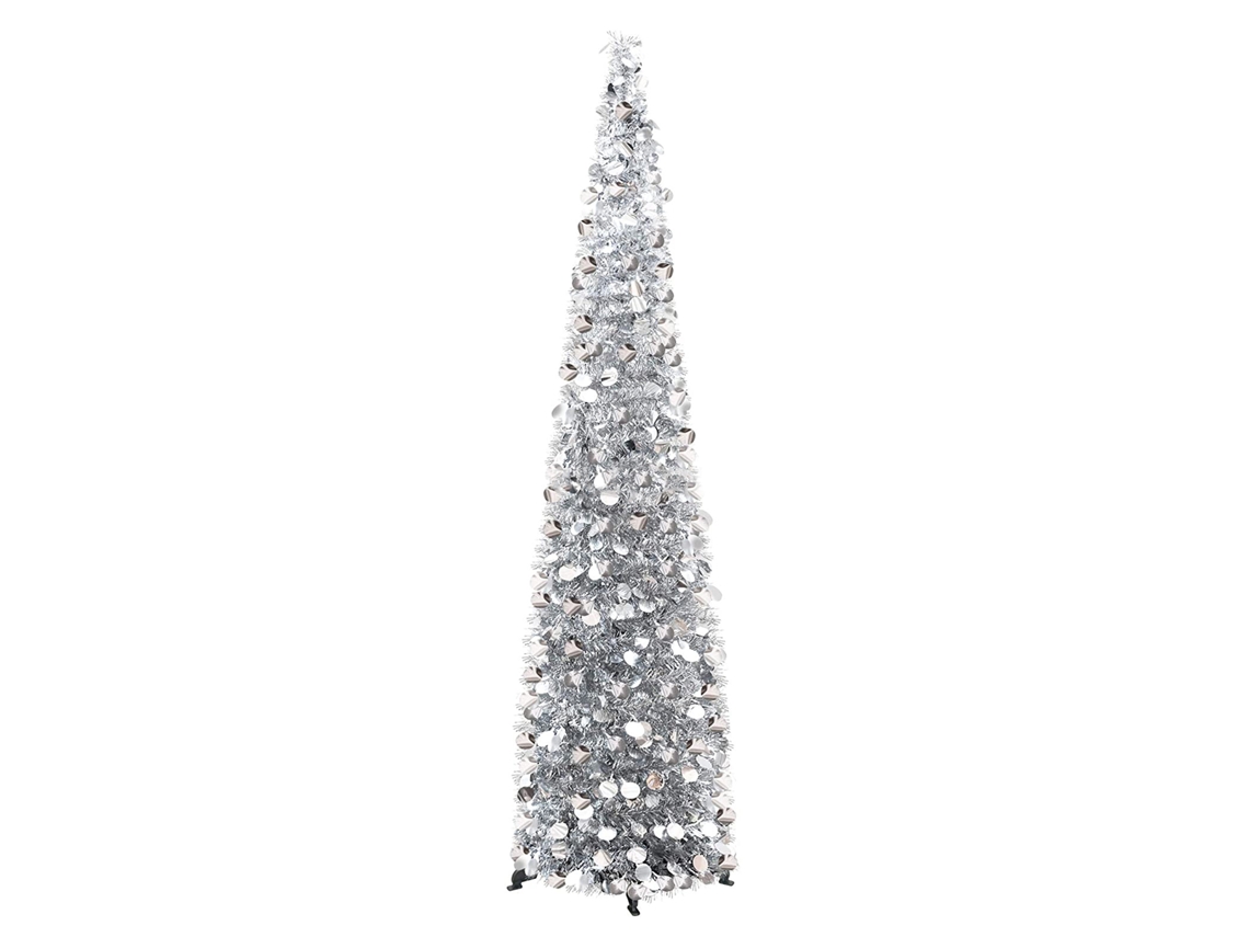 Árbol de Navidad plateado plegable, ideal para hacer tú mismo.