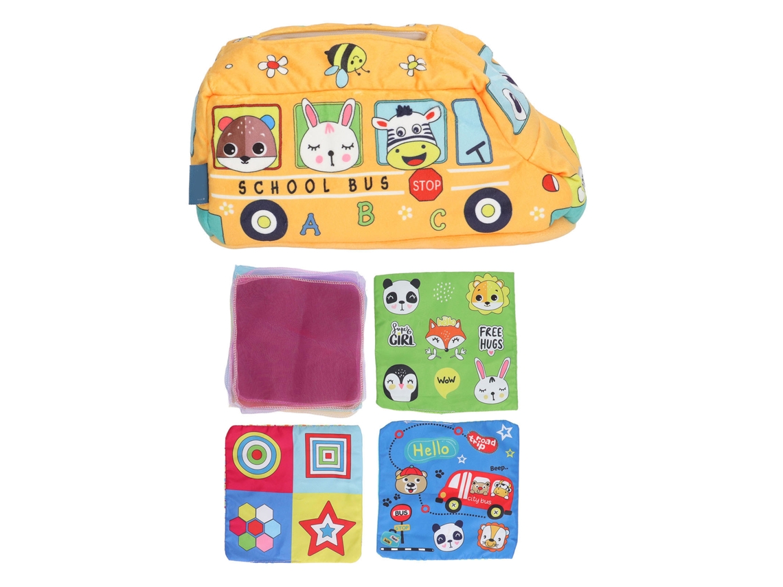 Caja De Pañuelos Para Bebé Autobús Escolar Juguete Sensorial Montessori Peluche Educativo