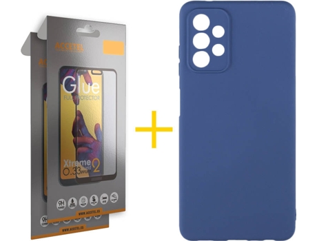 Kit Funda + Protector de Pantalla Samsung A32 5G ACCETEL Cristal Templado 5208 Azul