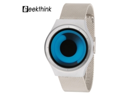 Reloj De Pulsera Geekthink, Cuarzo, Acero Inoxidable, Resistente Al Agua Hasta 30 M, Plateado, Azul, Diseño En Espiral.