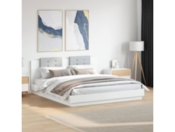 Estructura De Cama Con Led Sin Colchón Blanco 180x200 Cm