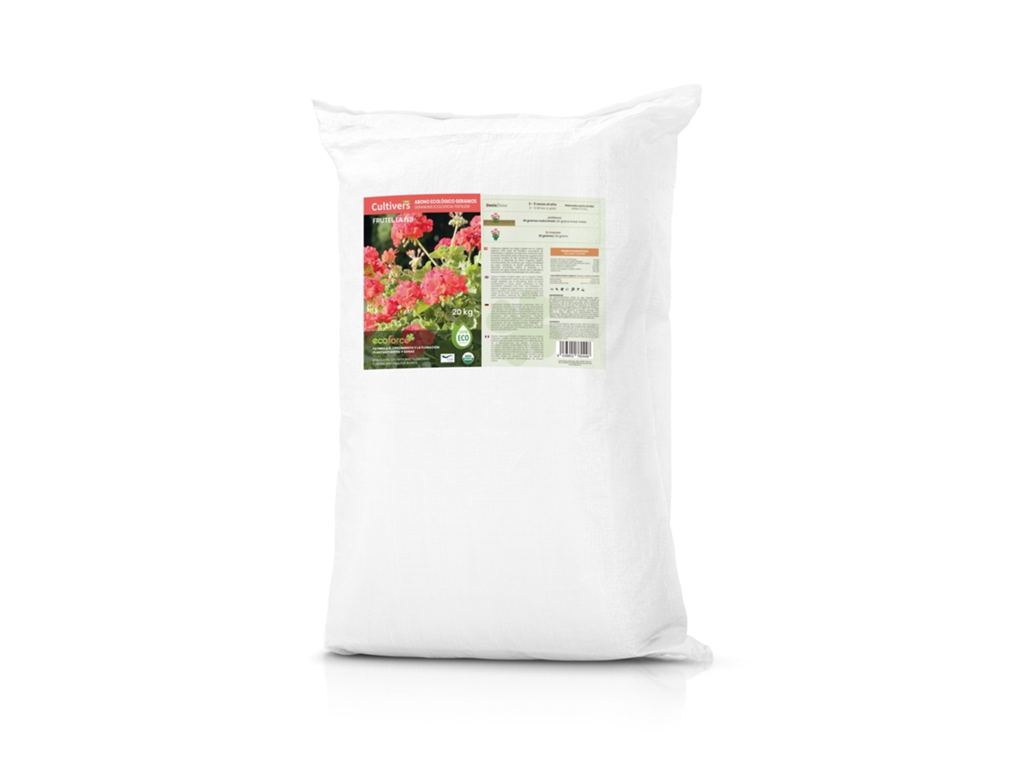 CULTIVERS Abono Geranios y Plantas con Flor Ecológico 20 kg Fertilizante Bio Potencia la Floración y Aroma de Las Flores
