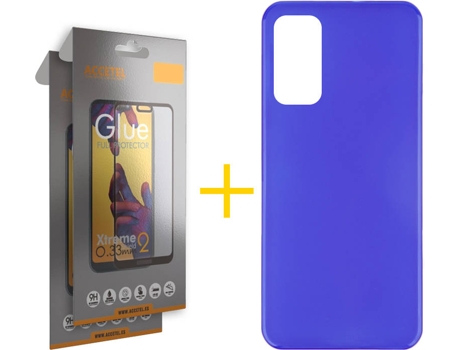 Kit Funda + 2 Protectores de Pantalla Huawei P Smart 2021 SKYHE Liso Azul