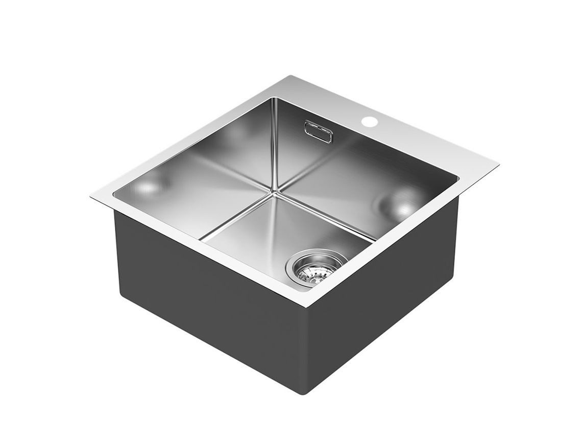 Kibath Fregadero Cuadrado Sol Cuadrado 40x40 De Acero Inoxidable