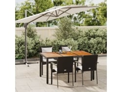 Juego de comedor de jardín de 5 piezas con cojines, mimbre sintético negro, DKD Home Decor