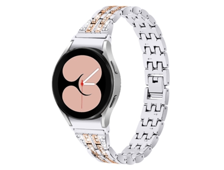 Correa de metal 5 cuentas 2 filas diamantes de imitación brillantes para Samsung Galaxy Watch4 Active 40mm/44mm/Watch4 Classic 42mm/46mm - oro rosa...