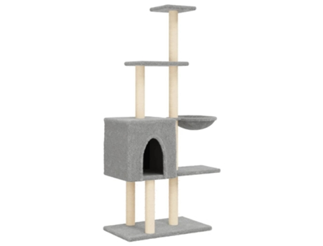 Rascador para gatos con postes de sisal gris claro VIDAXL (145 cm)