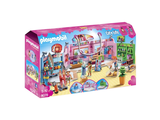 PLAYMOBIL City Life: Espacio comercial con 3 tiendas - 9078 (Edad Mínima: 5 - 180 Piezas)