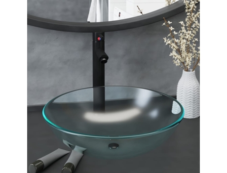 Lavabo MAISON ExCLUSIVE - con Grifo y Tapón Pulsador Cristal Templado Esmerilado