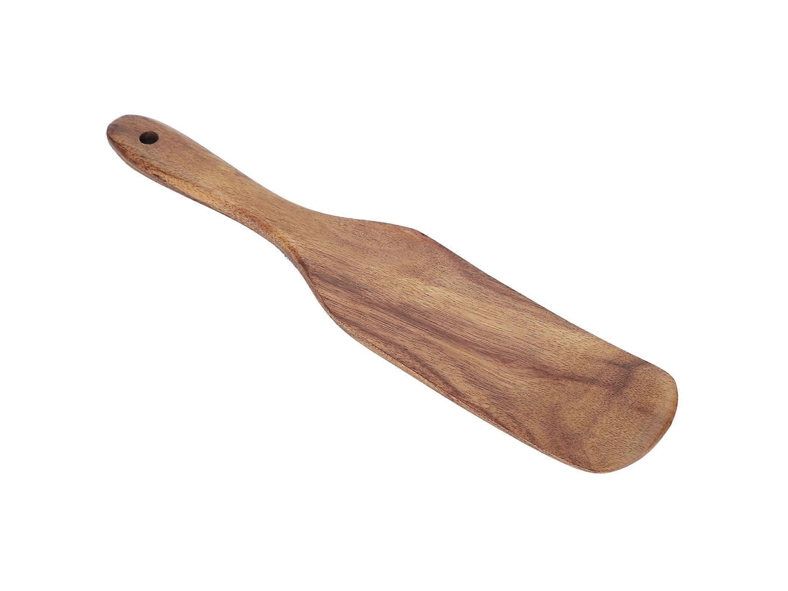 Espátula de teca para cocina doméstica, paleta de madera para freír, 27,5 x 5,5 cm