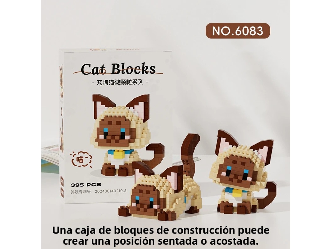 (estilo 7) Juguete De Bloques De Construcción Con Diseño De Vaca, Degradado Plateado Y Gato Naranja Miau Miau