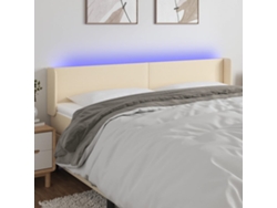 Cabecero Con Led De Tela Crema 203x16x78/88 Cm