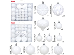 Bolas de Navidad nuevas, 48 piezas, 4/6/8 cm, en caja, adornos para árbol de Navidad, decoraciones navideñas Yunzii (blancas)
