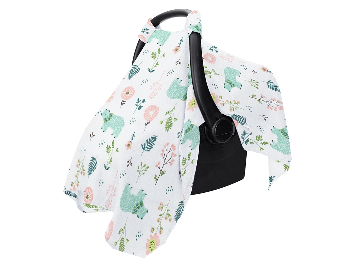 Funda de muselina transpirable Eifson para asiento de coche de bebé, ideal para verano, primavera y climas cálidos (flores)