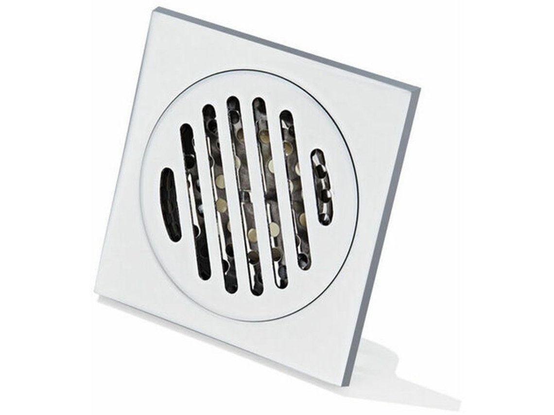 Desagüe Cuadrado De Acero Inoxidable De 100x100 Mm Con Rejilla Anticabello Para Ducha.