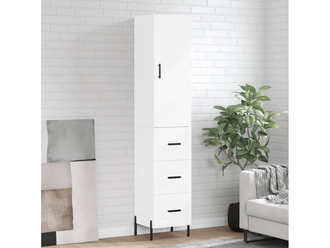 Aparador Alto Madera Contrachapada Blanco 34,5x34x180 Cm