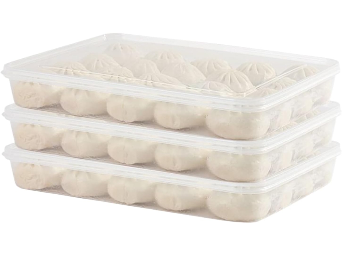 Soporte Para Huevos Para Refrigerador, 3 Piezas Grandes Apilables Aptas Para Microondas - Caja Para Ravioles Frescos |