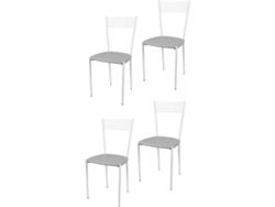 Conjunto de 4 Cadeiras T M C S Elegance MB102GRI (Cinzento Claro - 87x42x44 cm - Aço)