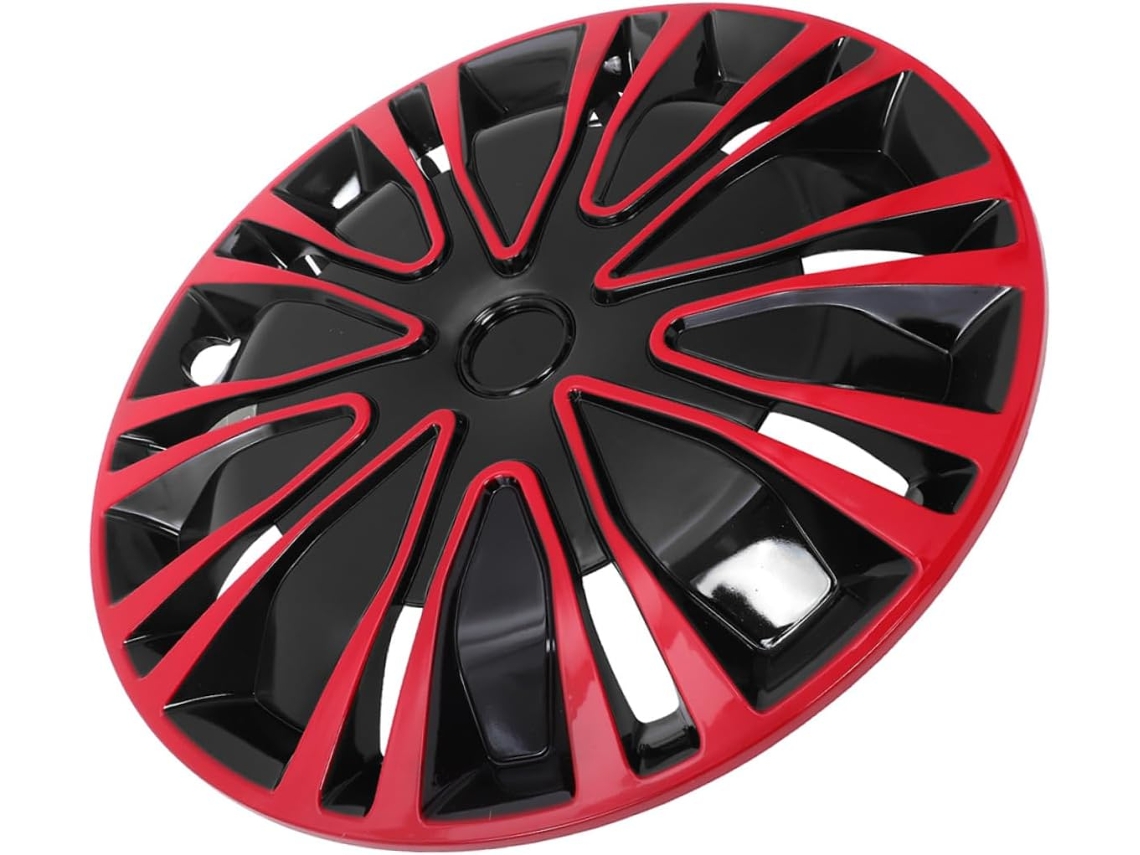 Embellecedores Decorativos Para Ruedas De Coche De 15 Pulgadas, Rojo Y Negro, 4 Piezas, Fabricados En Pp Duradero.