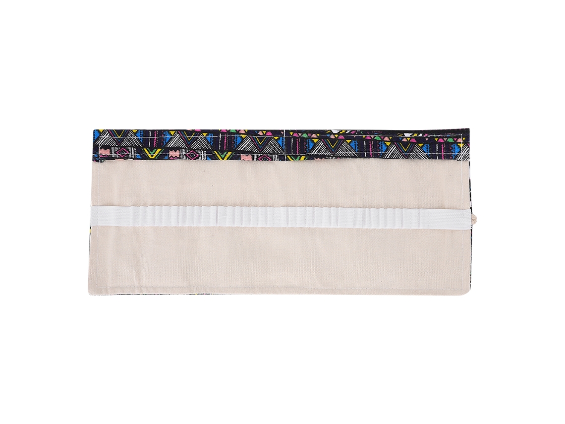 Estuche Enrollable Étnico Con 36 Compartimentos De Lona - Estuche Para Lápices De Estudiante