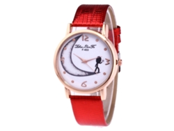 Reloj De Pulsera Unisex Zhoulianfa De Cuarzo Con Esfera Redonda Y Correa De Pu Roja.