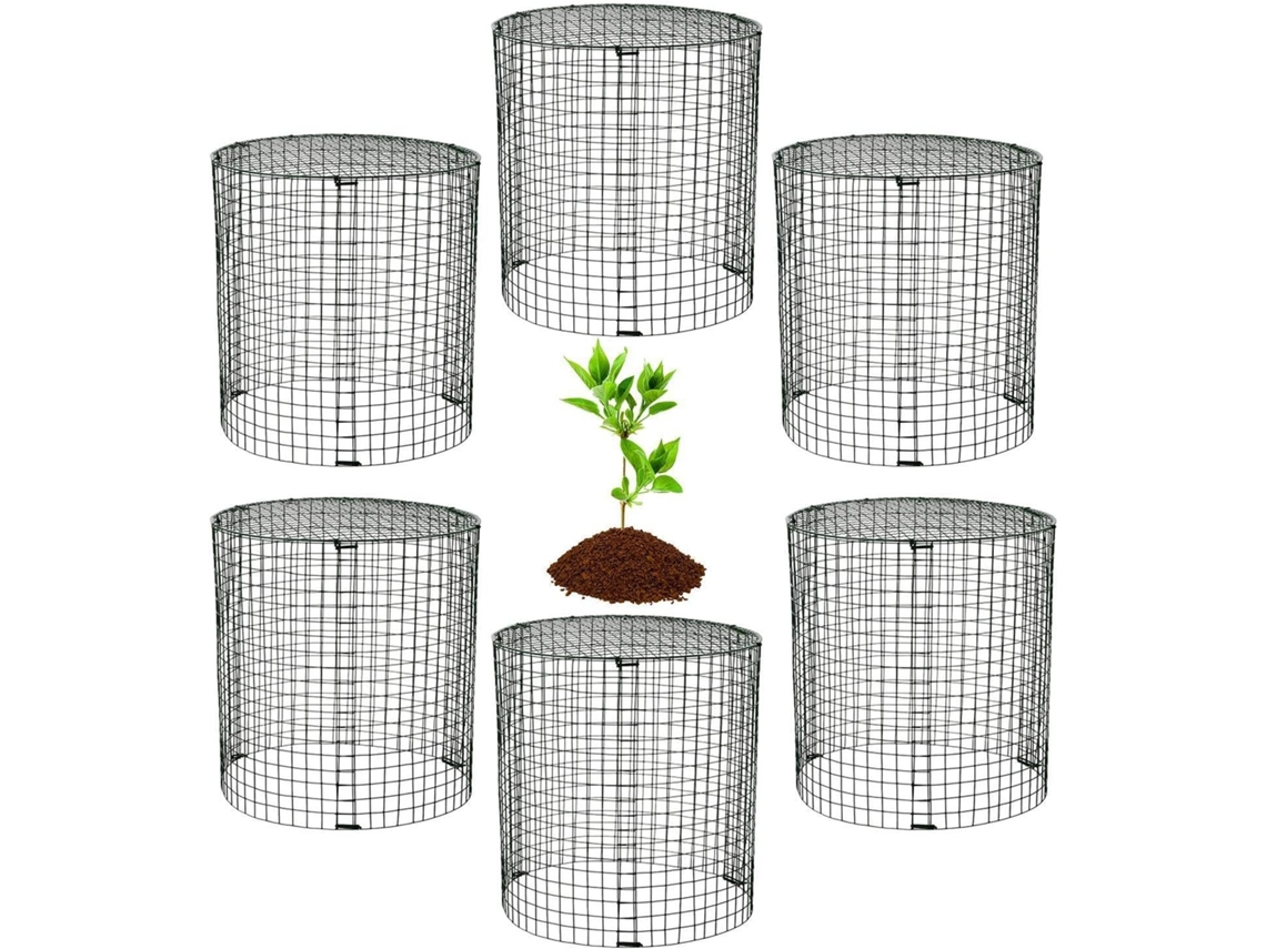 Jaulas De Alambre Para Plantas, 6 Piezas, Con Base Y Varillas, Protección Para Plantas Contra Conejos, Ardillas,