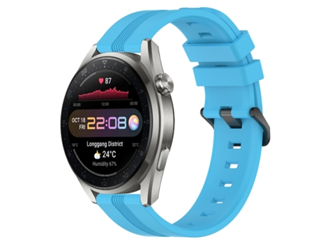 Correa Smartwatch para Huawei Watch 3 Pro Nova Cóncava Rayas Slicone 22mm (Azul Cielo)