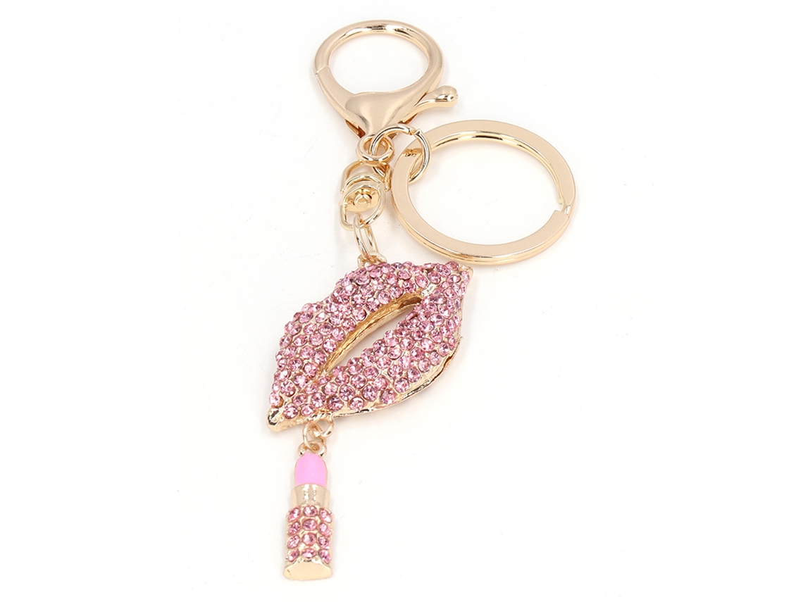 Precioso Y Exquisito Llavero De Cristal Con Forma De Labios Para Mujer, Accesorio Rosa Para Bolso