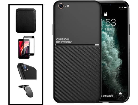 Kit Carcasa Magnética Anti Choque + Cartera + Protector de Pantalla iPhone SE 2022 G4M Negro
