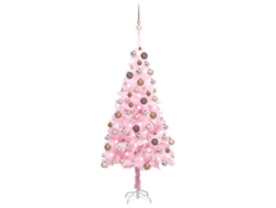 Árbol de Navidad VIDAXL preiluminado con luces y bolas rosa (150 cm)
